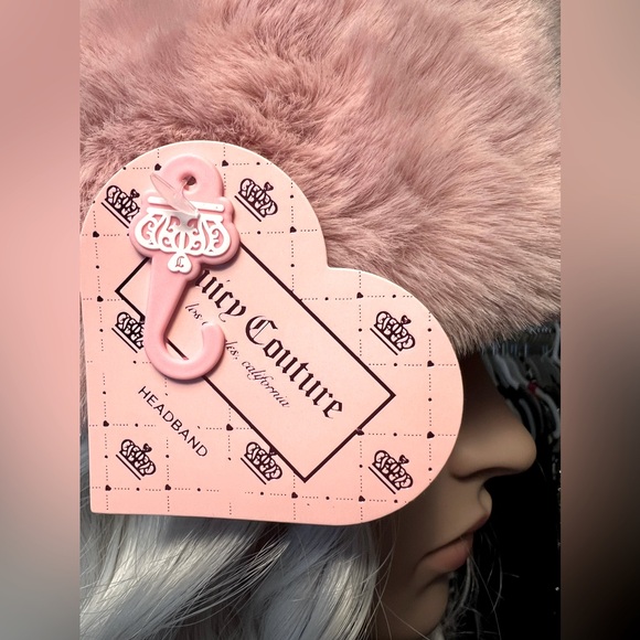 Juicy Couture Los Angeles NWT Juicy Pink Blush Faux Plush Fur Headband - Picture 5 of 6